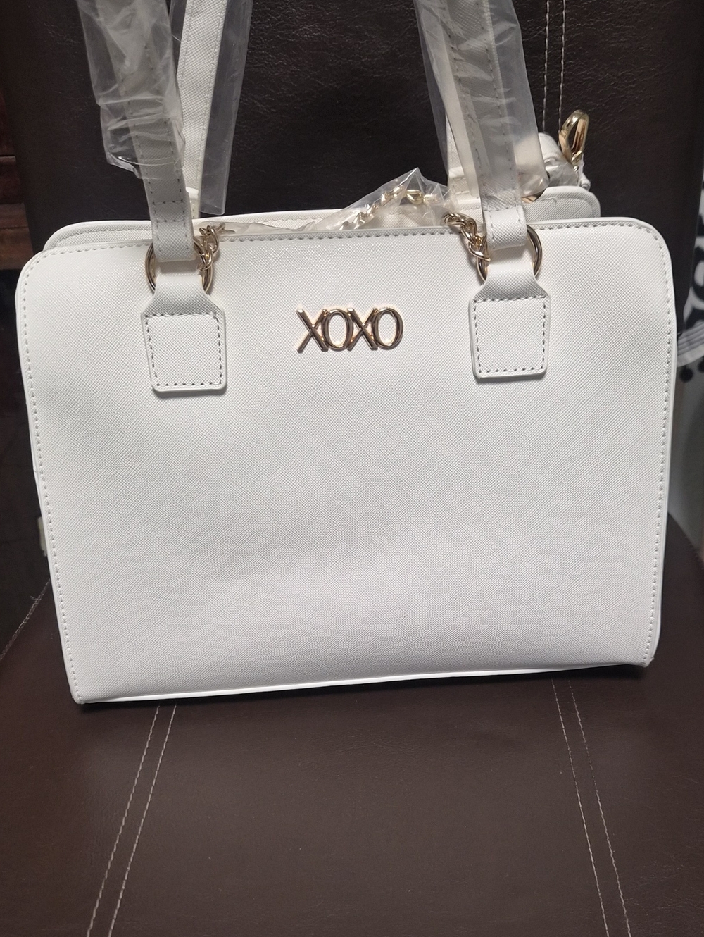 XOXO White Satchel with Gold Accents NWT